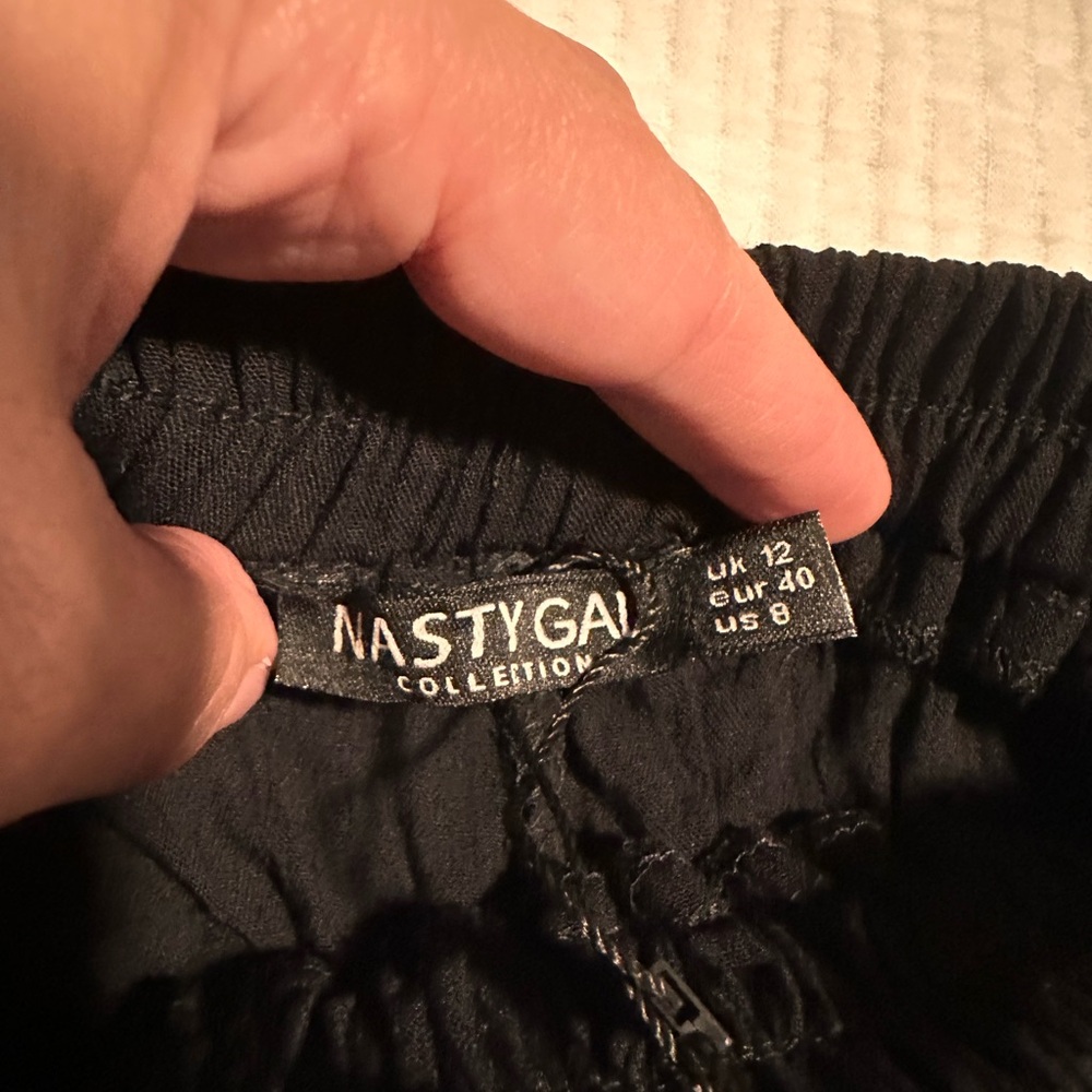 Nasty Gal Textured Black Swimsuit Cover Pants